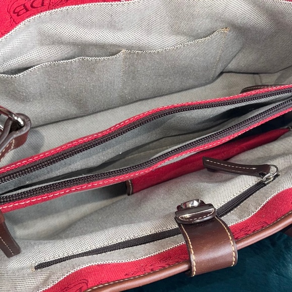 Dooney & Bourke Purse Tote Canvas & Leather LOGO Monogram D&B Red Purse Bag - Picture 6 of 14